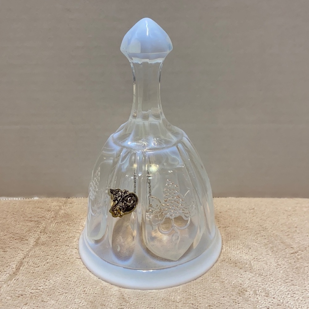 Fenton Vintage Opalescent Glass Embossed grapes and Vine bell